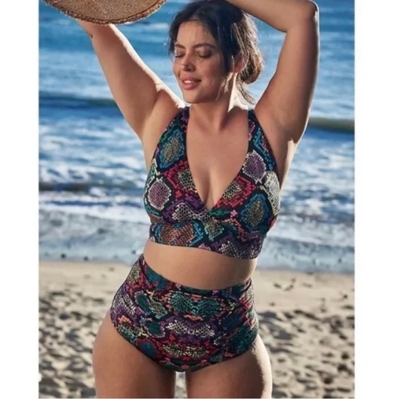 Torrid snakeprint bikini swimsuit - bottoms new no tags, top EUC - Picture 1 of 13